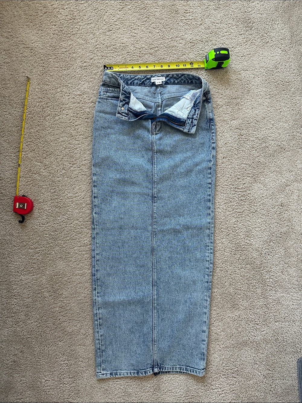 Good American Classic Indigo Denim Maxi Skirt